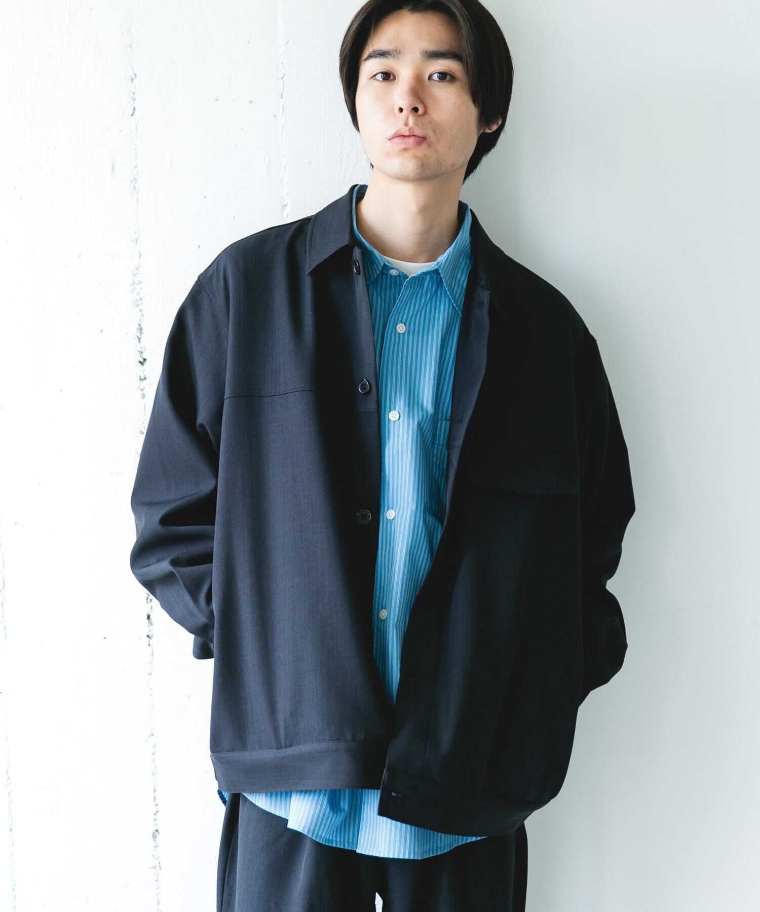 URBAN RESEARCH DOORS「『吸水速乾』セオアルファトラッカージャケット」|ノーカラーコート|ネイビー