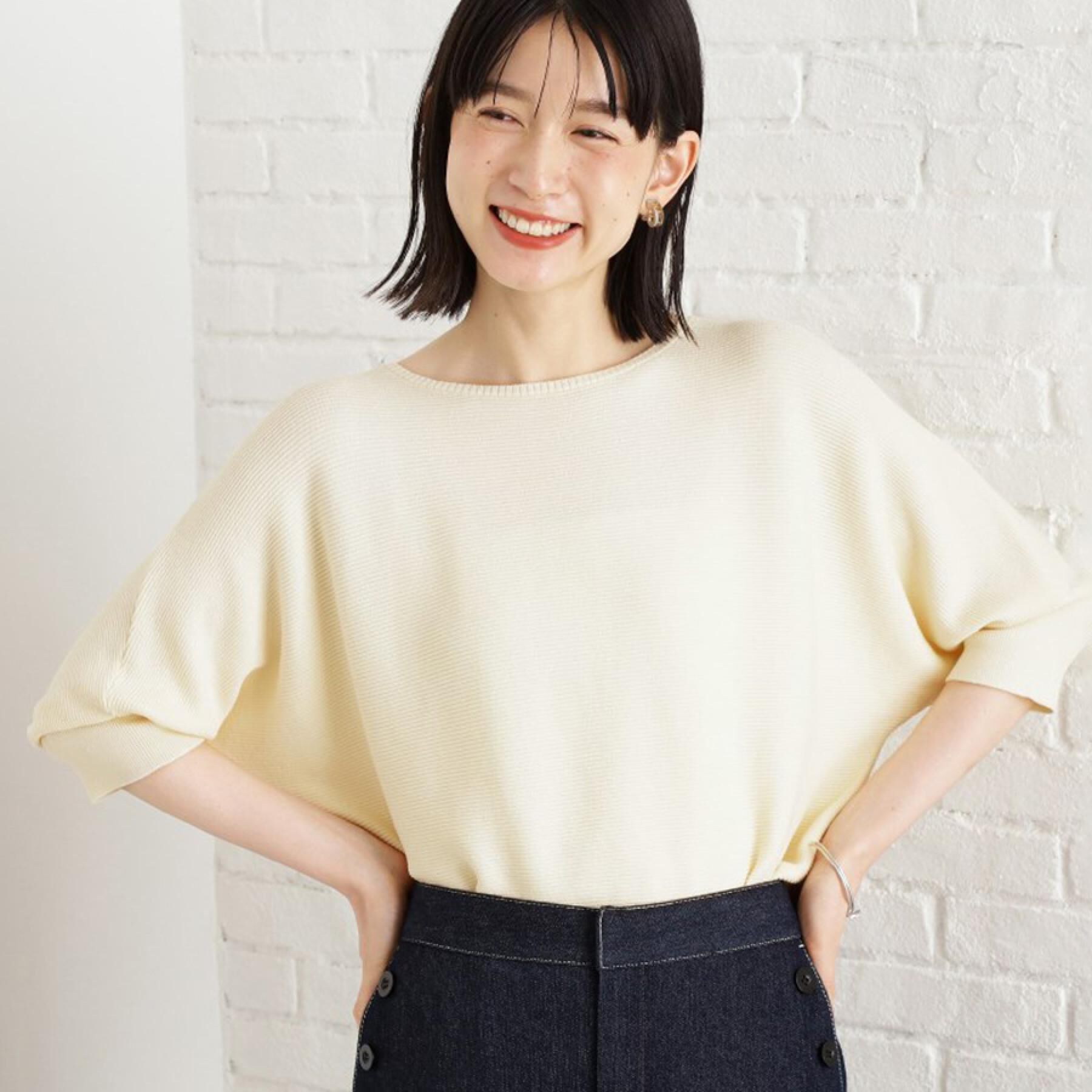 THE SHOP TK「6分袖ガータードルマンニット【エコベロ/洗濯機OK】」|ニット・セーター|