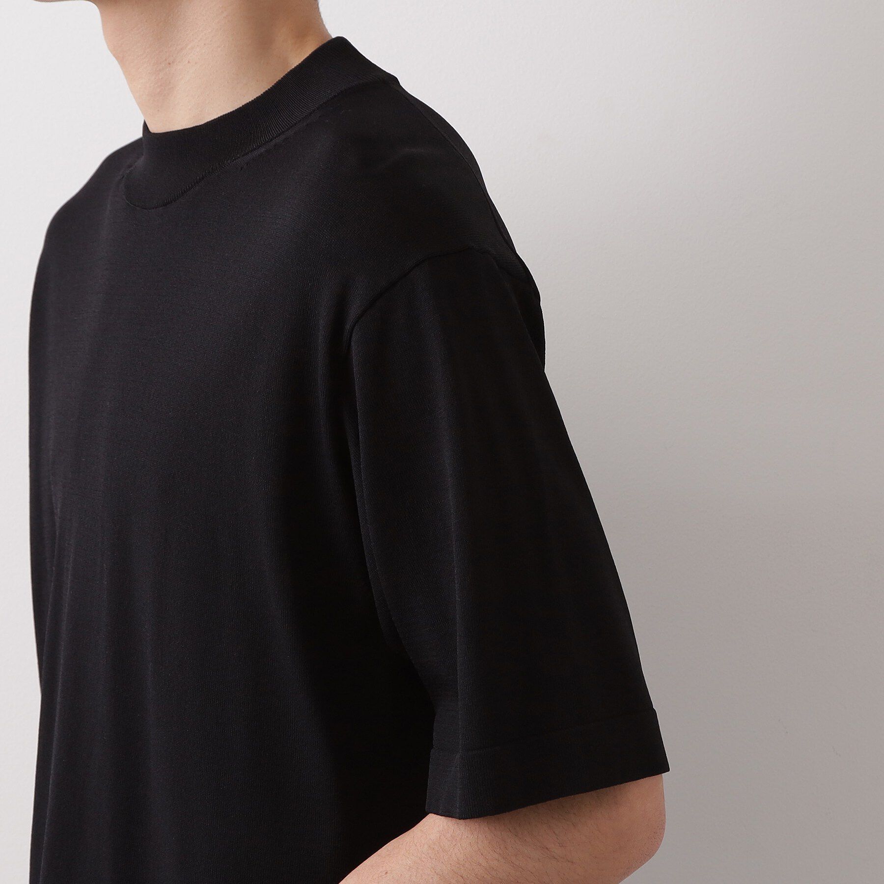 THE SHOP TK「《KURO》半袖モックネックニット 接触冷感」|ニット・セーター|