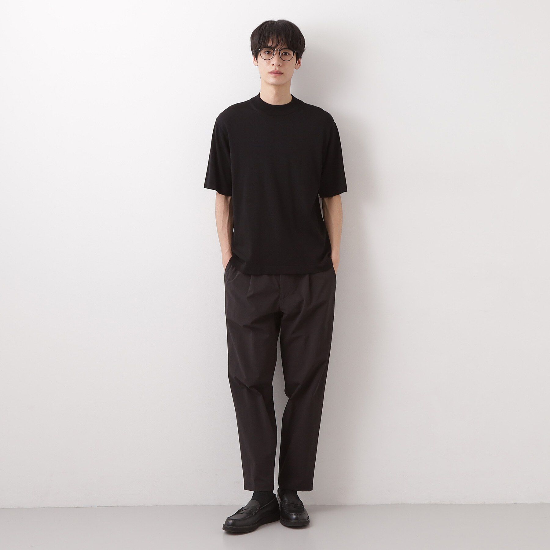 THE SHOP TK「《KURO》半袖モックネックニット 接触冷感」|ニット・セーター|
