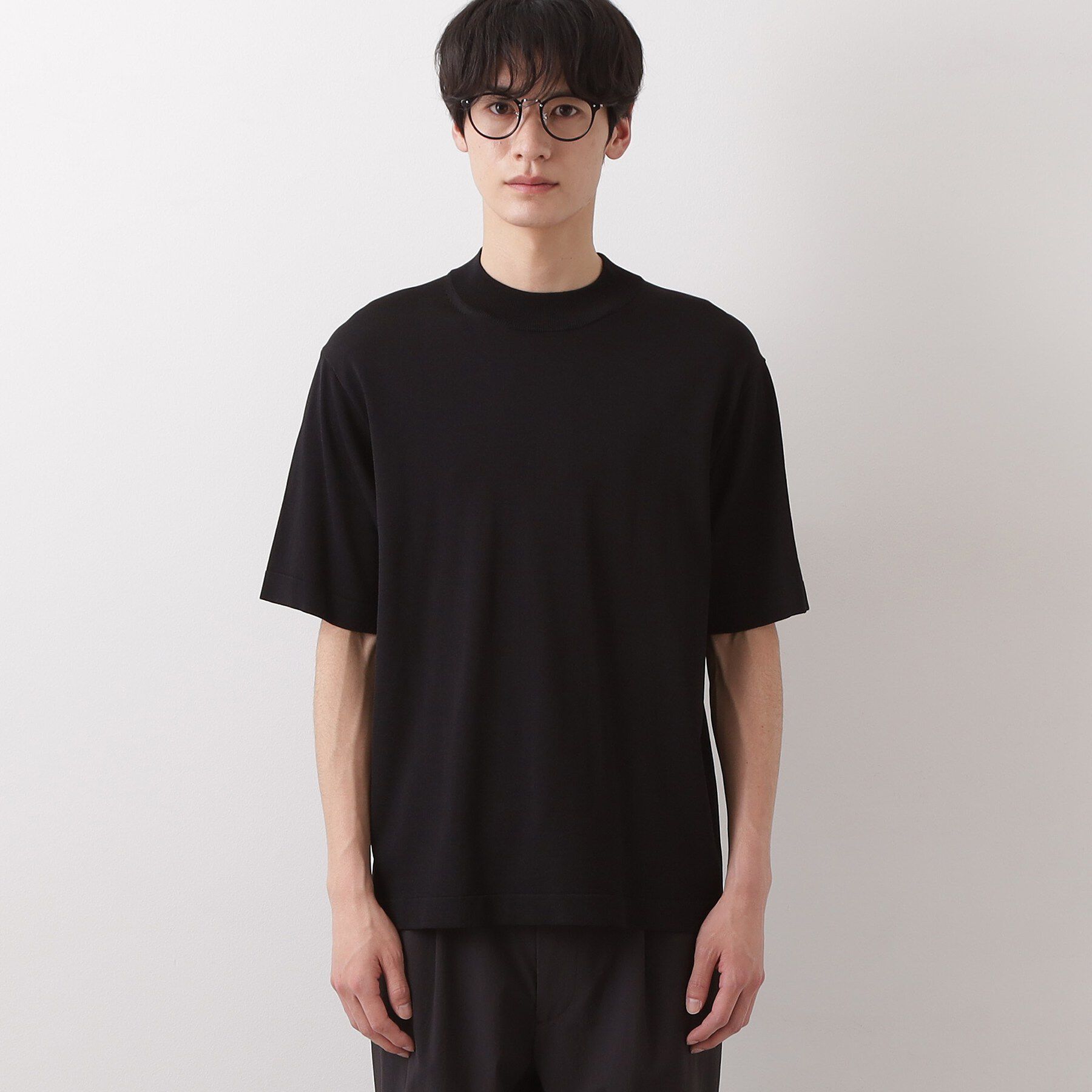 THE SHOP TK「《KURO》半袖モックネックニット 接触冷感」|ニット・セーター|