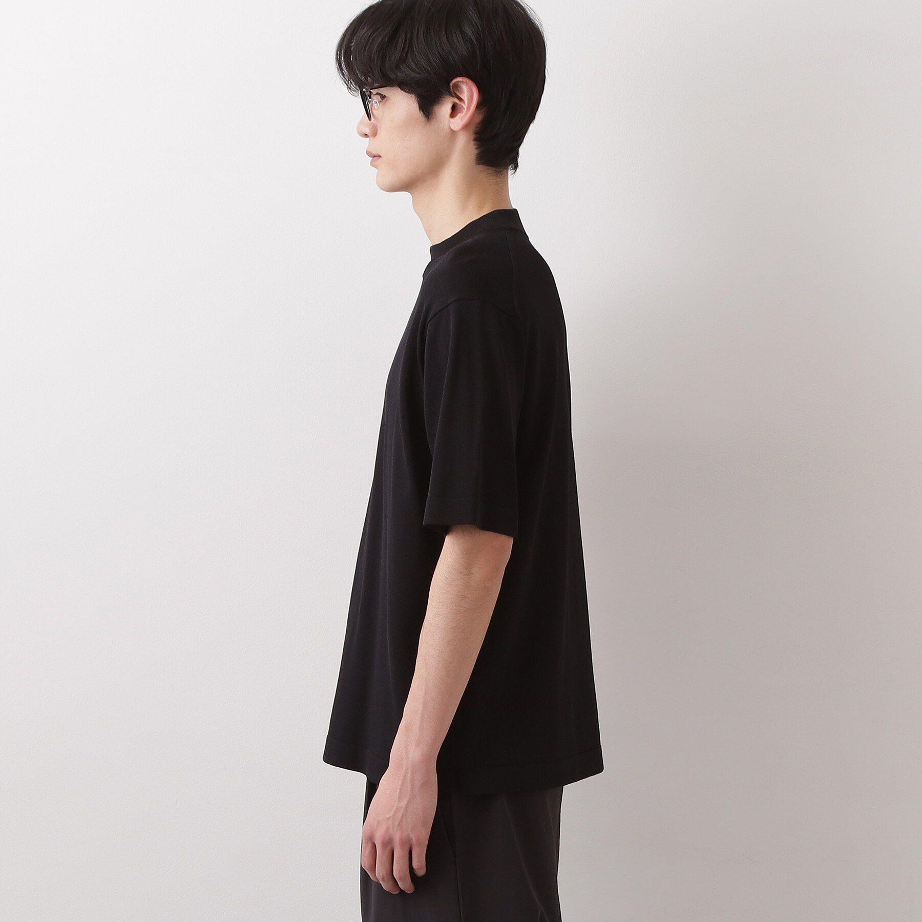 THE SHOP TK「《KURO》半袖モックネックニット 接触冷感」|ニット・セーター|