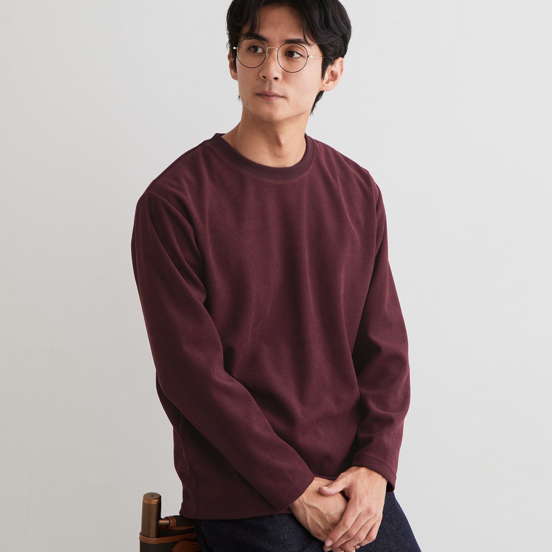 THE SHOP TK「【洗濯機OK】カノコ編み 長袖Tシャツ」|Tシャツ・カットソー|