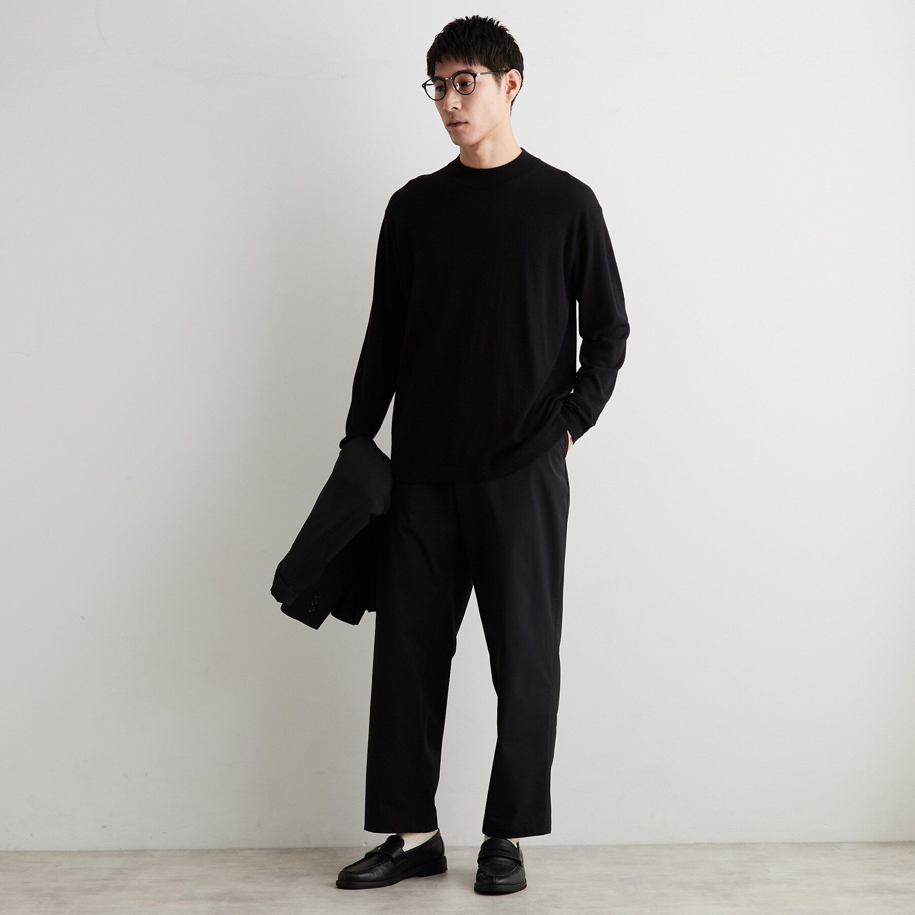 THE SHOP TK「Kuro ウール混モックネックニット」|ニット・セーター|