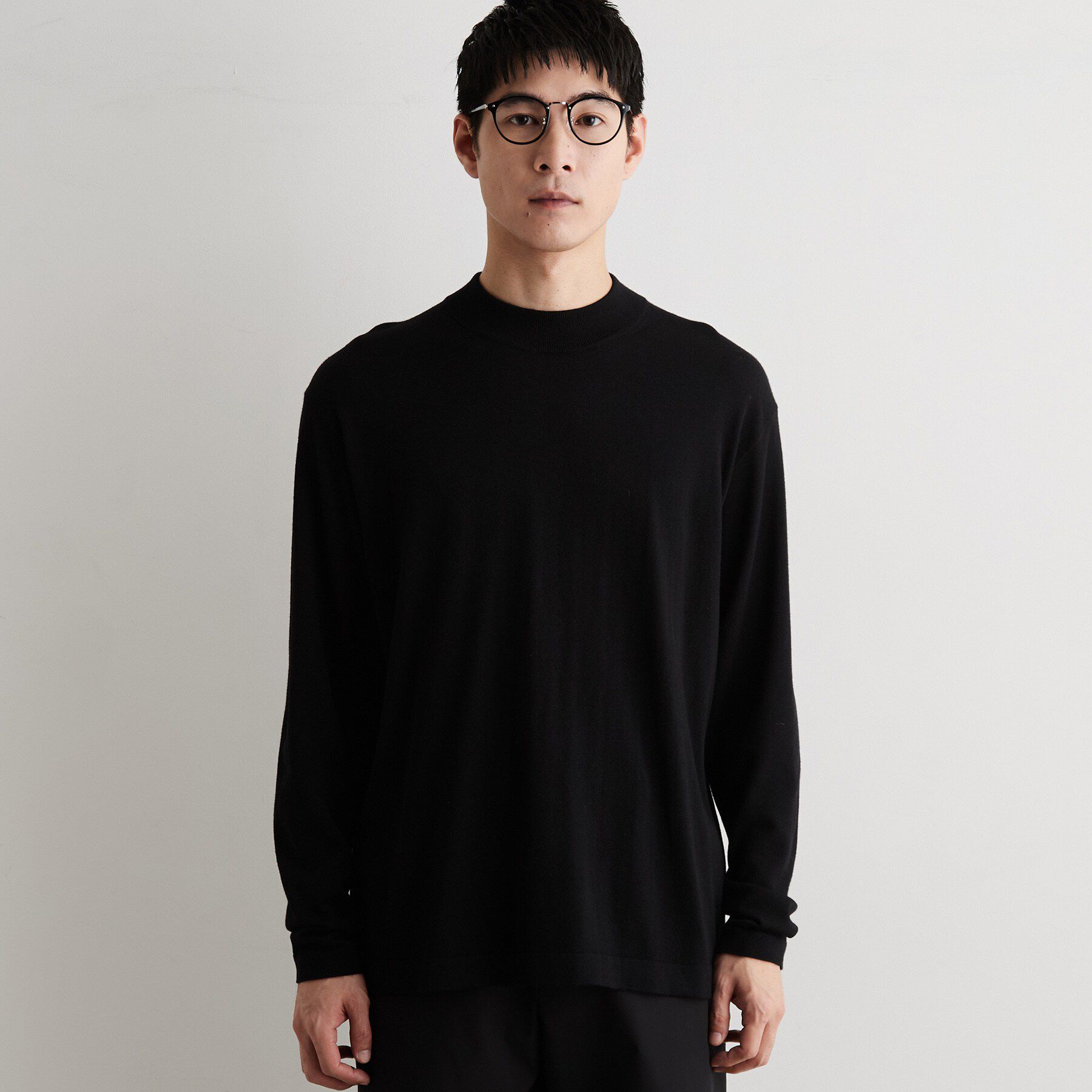 THE SHOP TK「Kuro ウール混モックネックニット」|ニット・セーター|
