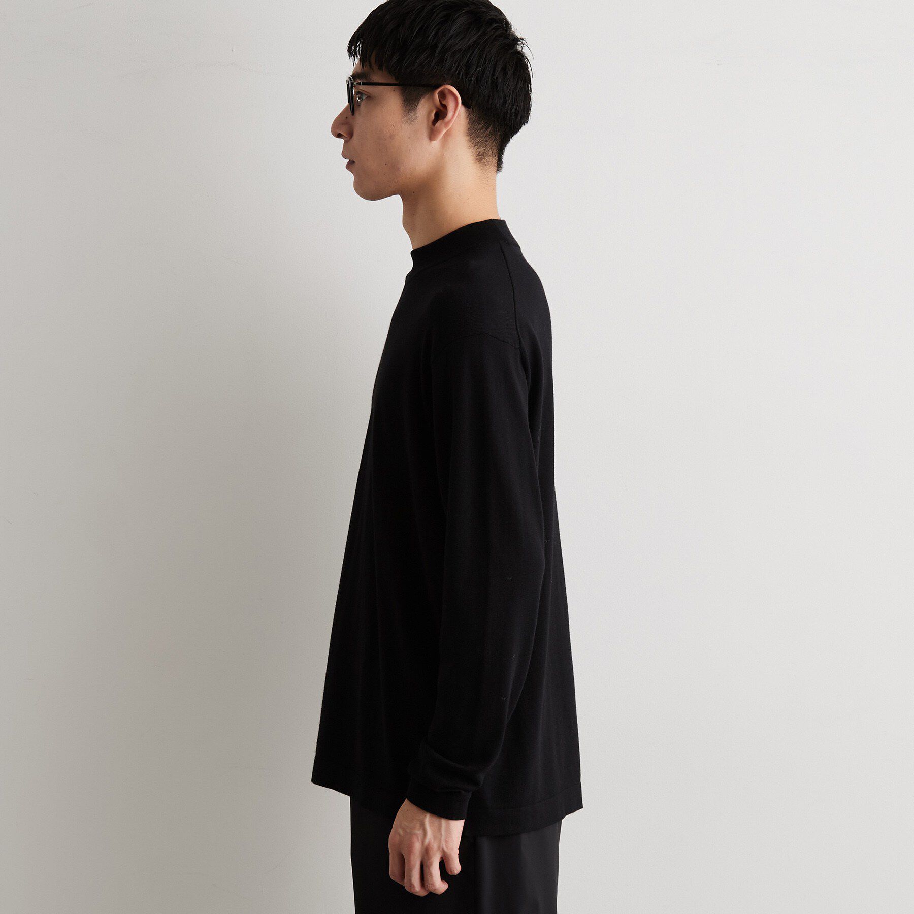 THE SHOP TK「Kuro ウール混モックネックニット」|ニット・セーター|