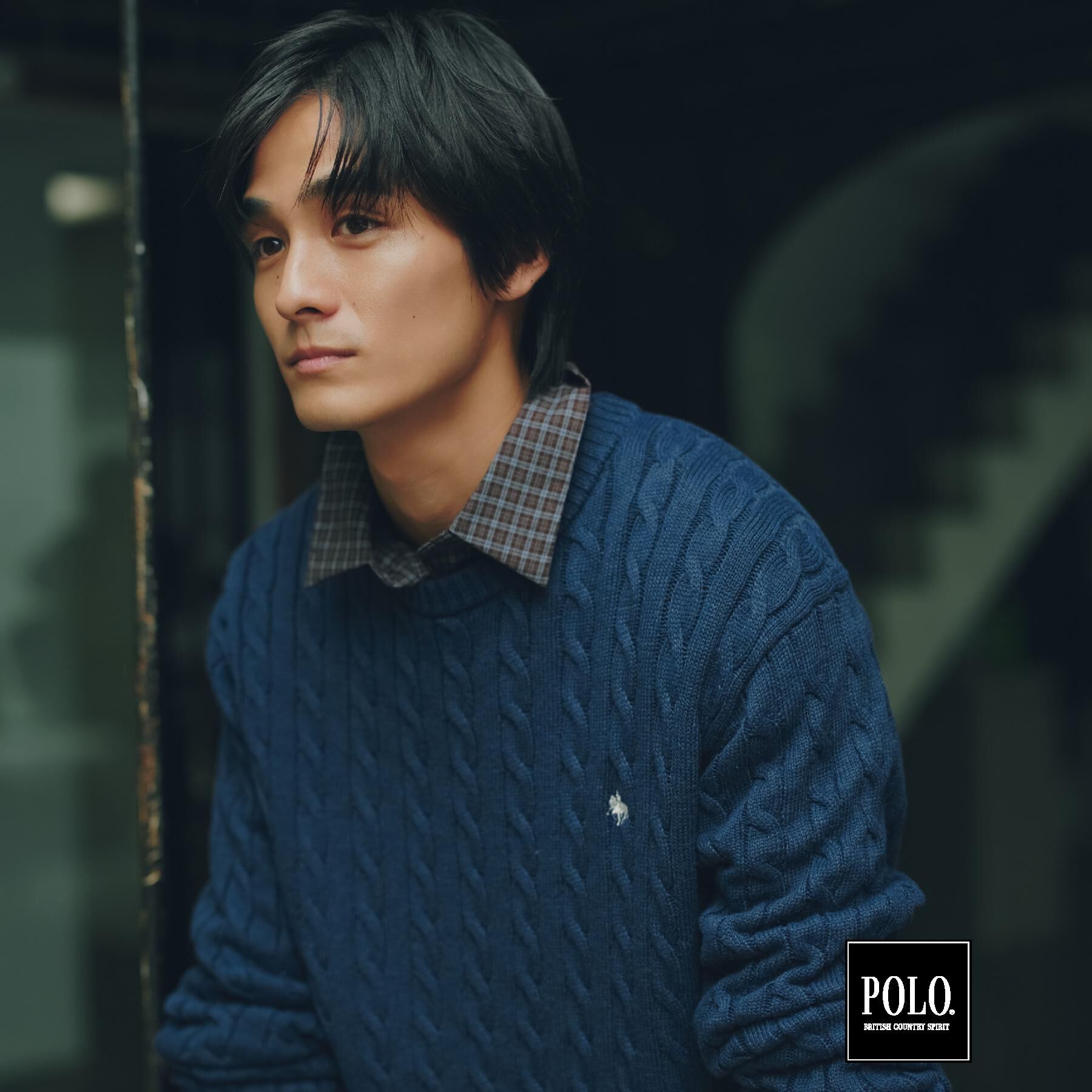 THE SHOP TK「POLO BCS / 別注ケーブルニット」|ニット・セーター|ネイビー(094)