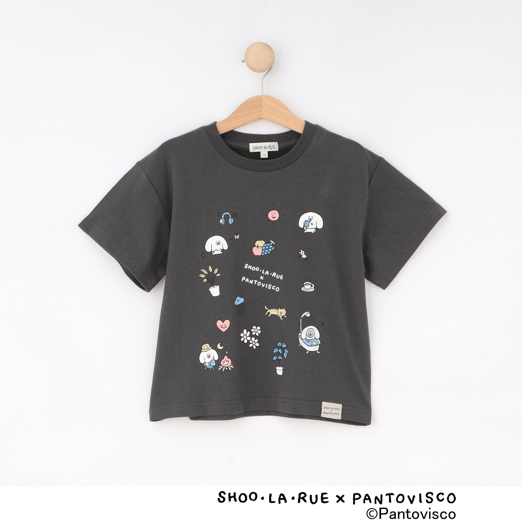 SHOO･LA･RUE「【パントビスコ／ぺろち】プリントTシャツ」|Tシャツ・カットソー|チャコールグレー(3