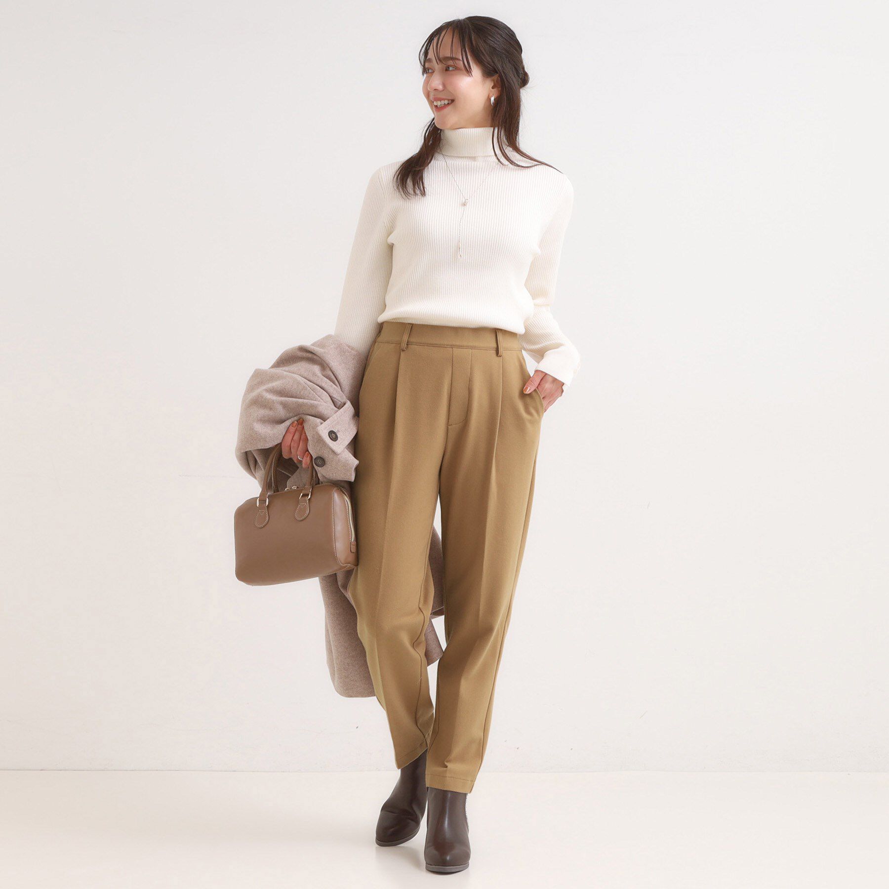 SHOO･LA･RUE「【洗濯機可/S-LL】美脚見え あったか裏起毛 テーパードパンツ」|その他|