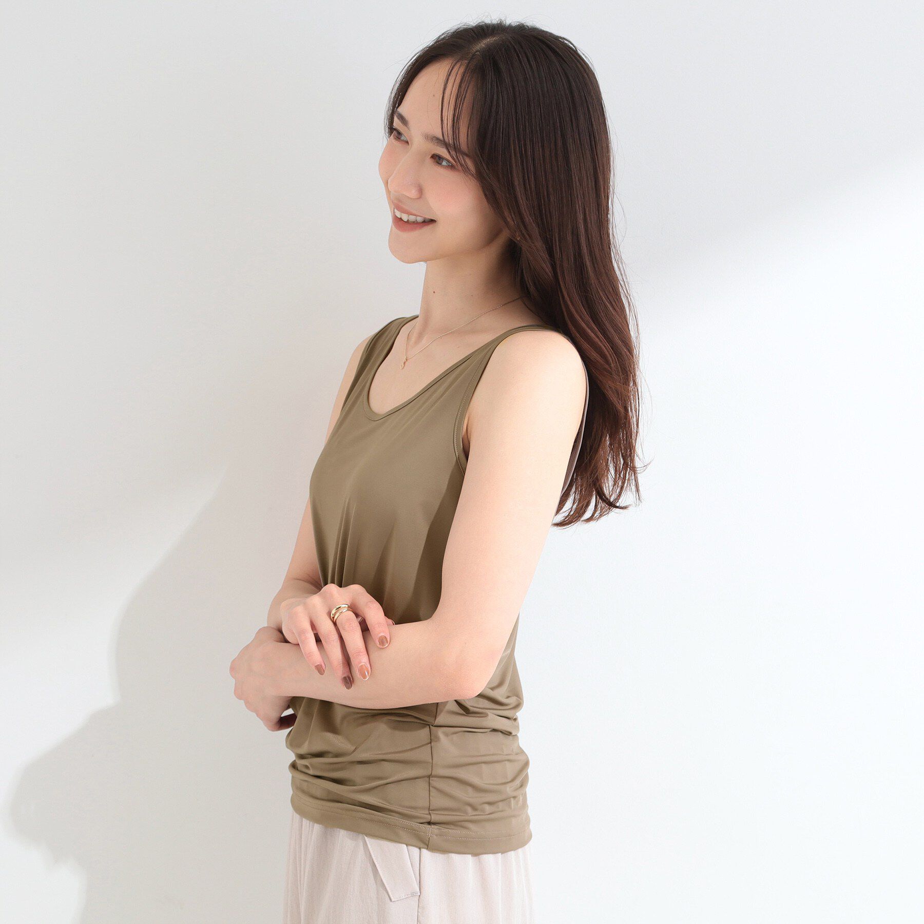 SHOO･LA･RUE「【洗濯機可/S-LL】毎日頼れる ベーシックタンクトップ」|キャミソール|