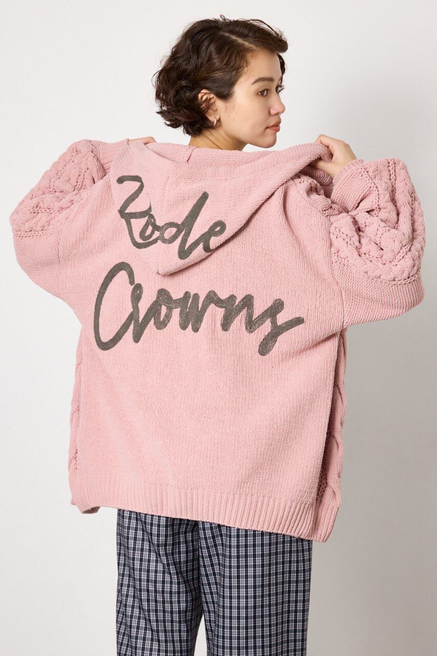 RODEO CROWNS「モールニットロゴトッパーカーディガン」|カーディガン|L/PNK1