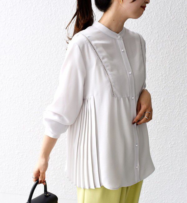 SHIPS for women「【WEB限定】〈手洗い可能〉ストレッチ ジョーゼット プリーツ ブラウス」|シャツ・ブラウス|
