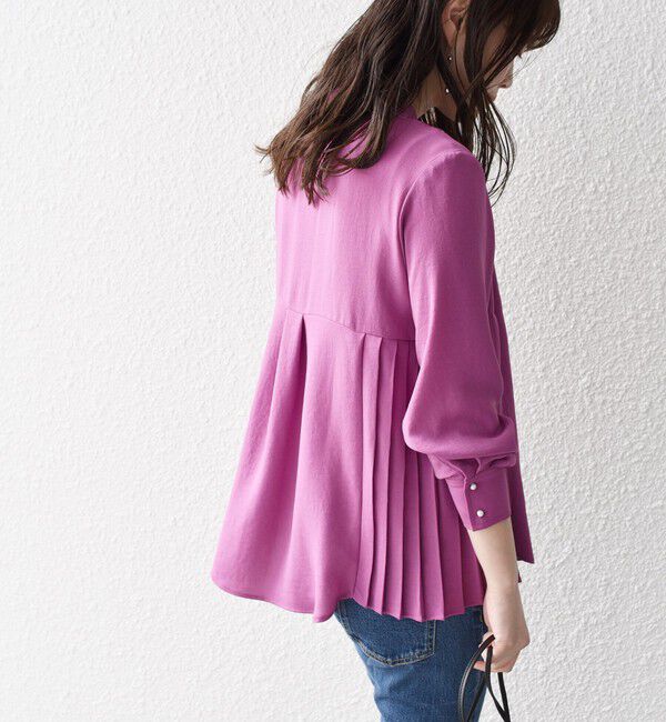 SHIPS for women「【WEB限定】〈手洗い可能〉ストレッチ ジョーゼット プリーツ ブラウス」|シャツ・ブラウス|