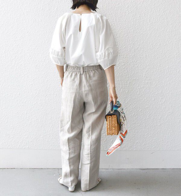 SHIPS for women「〈手洗い可能〉ランタン スリーブ キーネック ブラウス」|シャツ・ブラウス|