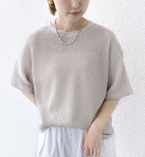 SHIPS for women「〈手洗い可能〉ランダム ブルーゼ ショート スリーブ プルオーバー」|Tシャツ・カットソー|
