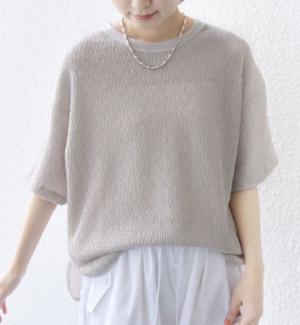 SHIPS for women「〈手洗い可能〉ランダム ブルーゼ ショート スリーブ プルオーバー」|Tシャツ・カットソー|