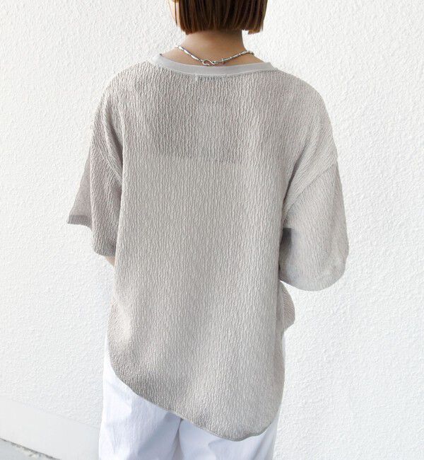 SHIPS for women「〈手洗い可能〉ランダム ブルーゼ ショート スリーブ プルオーバー」|Tシャツ・カットソー|