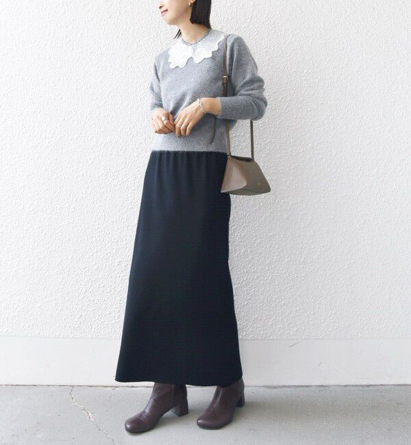 SHIPS for women「【WEB限定】〈手洗い可能〉布帛 襟付き ニット プルオーバー」|ニット・セーター|