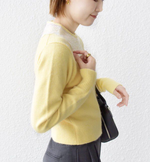 SHIPS for women「【WEB限定】〈手洗い可能〉布帛 襟付き ニット プルオーバー」|ニット・セーター|