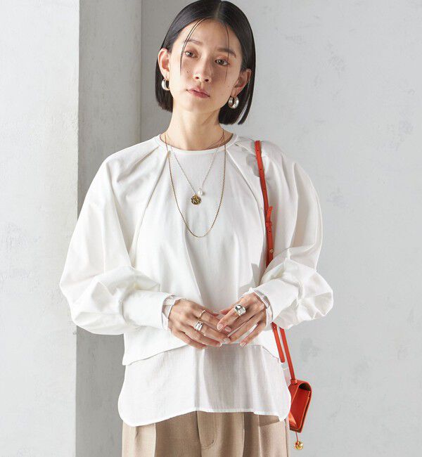 SHIPS for women「〈手洗い可能〉シアー コンビ タック プルオーバー」|Tシャツ・カットソー|