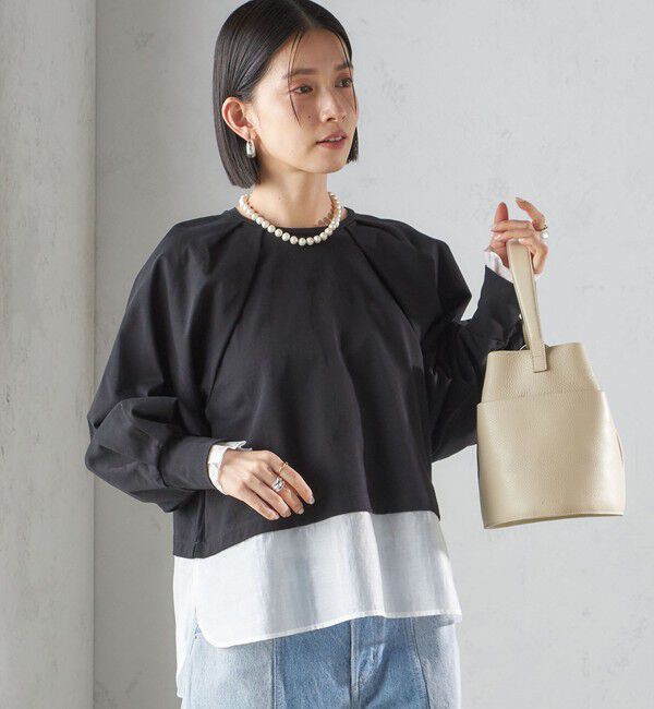 SHIPS for women「〈手洗い可能〉シアー コンビ タック プルオーバー」|Tシャツ・カットソー|