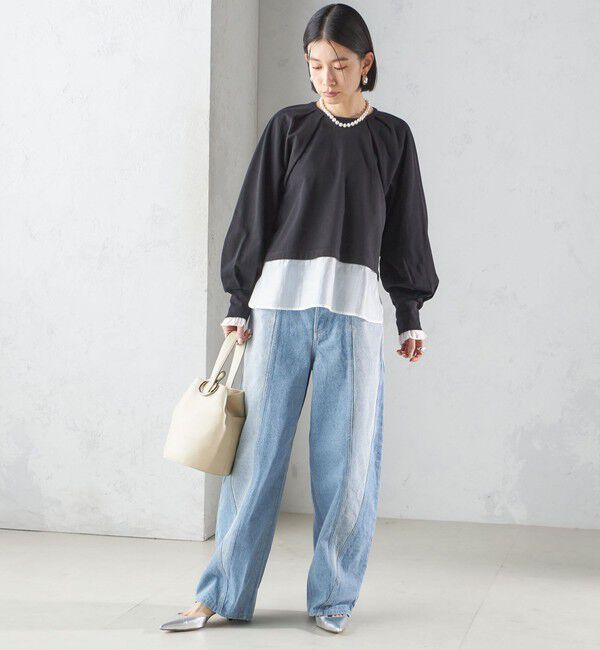 SHIPS for women「〈手洗い可能〉シアー コンビ タック プルオーバー」|Tシャツ・カットソー|