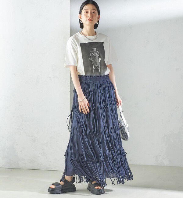 SHIPS for women「【SHIPS別注】crinkle crinkle crinkle:フリンジ スカート」|スカート|