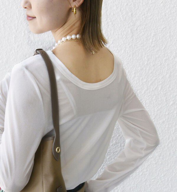 SHIPS for women「〈手洗い可能〉シアー トリコット  ポリエステル ベロア 前後2WAY ロングスリーブ」|Tシャツ・カットソー|