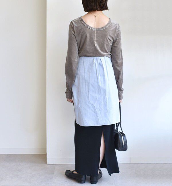 SHIPS for women「〈手洗い可能〉シアー トリコット  ポリエステル ベロア 前後2WAY ロングスリーブ」|Tシャツ・カットソー|