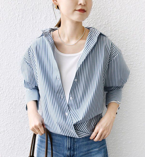 SHIPS for women「【WEB限定】〈手洗い可能〉ストライプ 2WAY リボン シャツ」|シャツ・ブラウス|