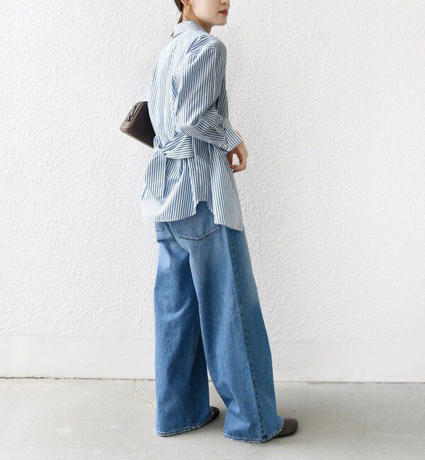 SHIPS for women「【WEB限定】〈手洗い可能〉ストライプ 2WAY リボン シャツ」|シャツ・ブラウス|