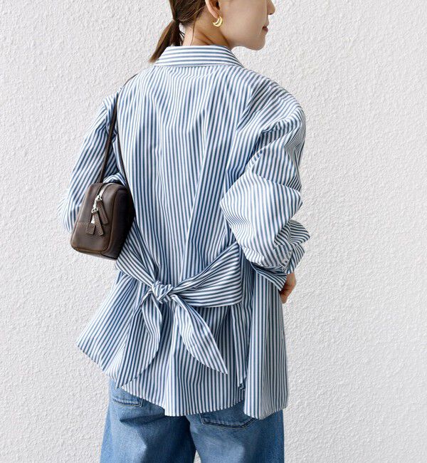 SHIPS for women「【WEB限定】〈手洗い可能〉ストライプ 2WAY リボン シャツ」|シャツ・ブラウス|