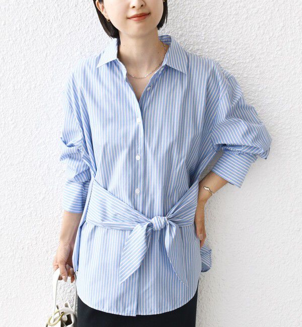 SHIPS for women「【WEB限定】〈手洗い可能〉ストライプ 2WAY リボン シャツ」|シャツ・ブラウス|