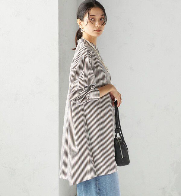 SHIPS for women「〈手洗い可能〉ストライプ バックタック チュニック シャツ」|チュニック|