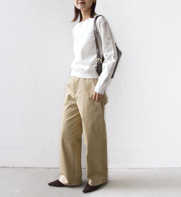 SHIPS for women「【WEB限定】〈手洗い可能〉ショルダー レース コンビ ニット プルオーバー」|ニット・セーター|