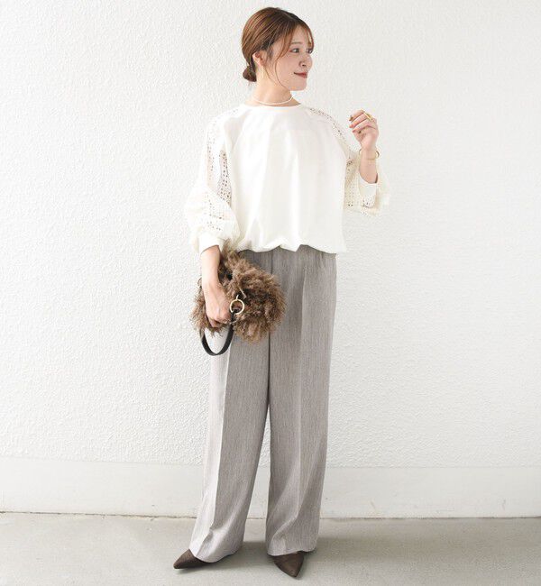 SHIPS for women「〈洗濯機可能〉FUNCTION セミ ワイド パンツ 26AW」|スラックス|