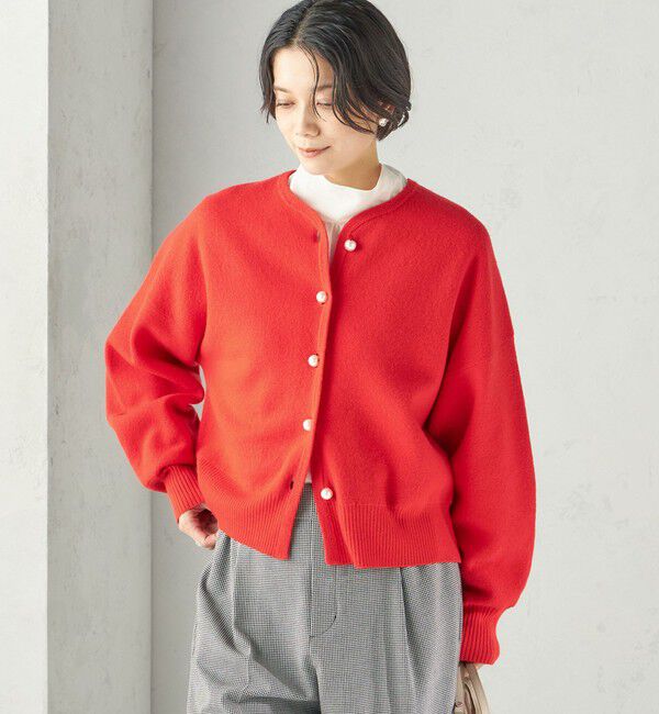 SHIPS for women「《一部追加予約》強縮 ウール パール ニット ジャケット」|カーディガン|