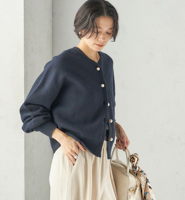 SHIPS for women「《一部追加予約》強縮 ウール パール ニット ジャケット」|カーディガン|