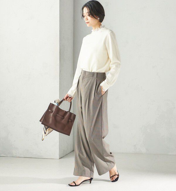 SHIPS for women「〈手洗い可能〉レース パールモチーフ コンビ プルオーバー」|ニット・セーター|