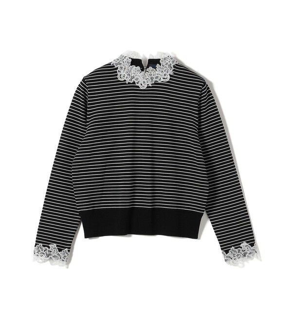 SHIPS for women「〈手洗い可能〉レース パールモチーフ コンビ プルオーバー」|ニット・セーター|
