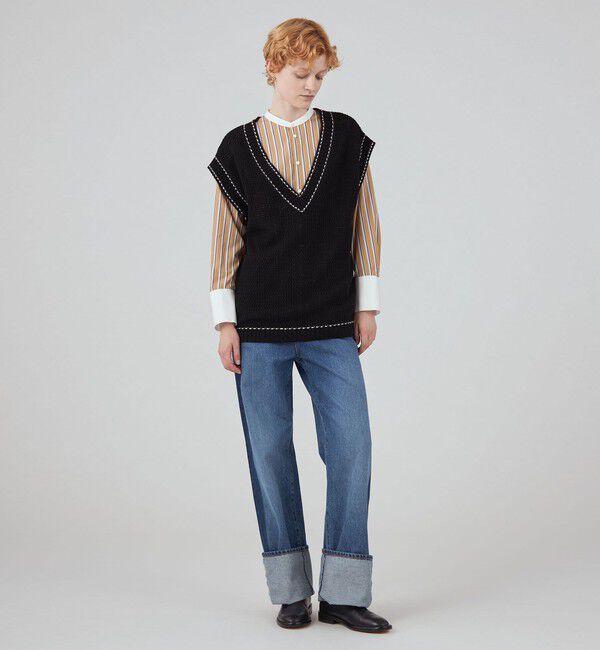 MACPHEE「【WEB・一部店舗限定】ウールメッシュ Vネックベスト」|ベスト・ジレ|