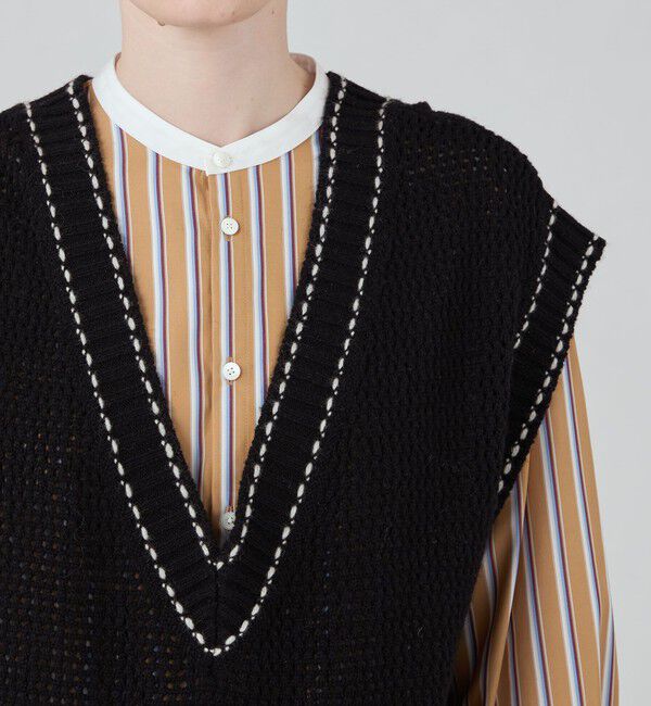 MACPHEE「【WEB・一部店舗限定】ウールメッシュ Vネックベスト」|ベスト・ジレ|