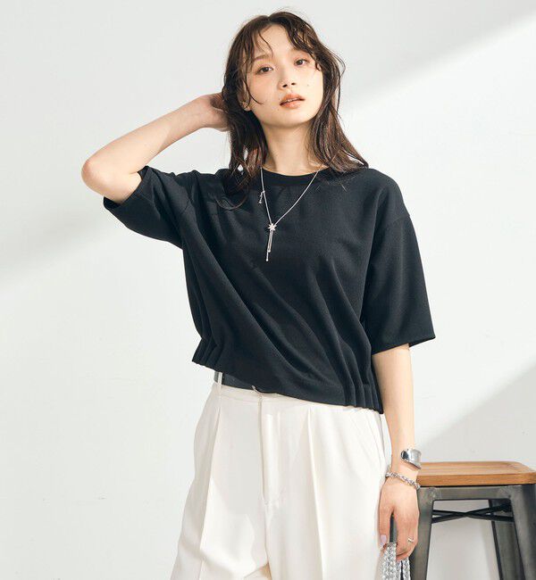 fredy emue「カットジョーゼット5分袖プルオーバー」|Tシャツ・カットソー|