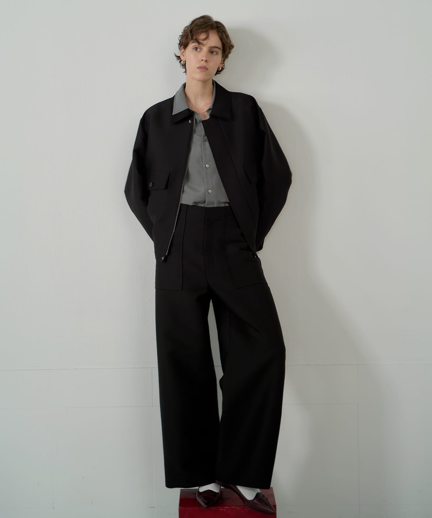 URBAN RESEARCH「new basic　WOOL SILK BOX JACKET」|ノーカラーコート|