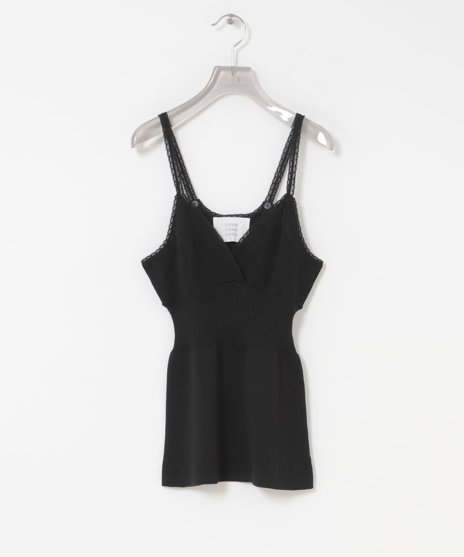 URBAN RESEARCH「crinkle crinkle crinkle　FLOWER JACQUARD KNIT CAMI」|キャミソール|ブラック