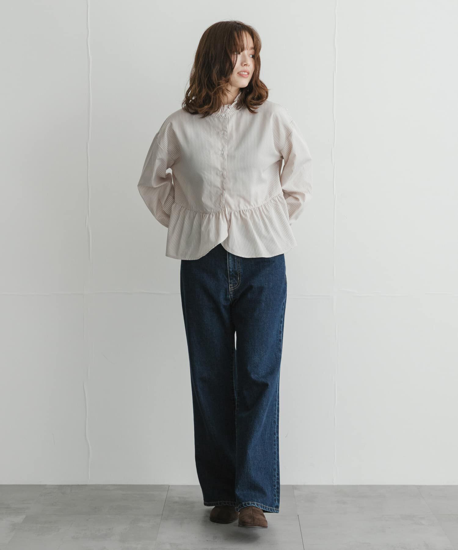 Sonny Label 「『WEB限定』スタンドカラーフリルペプラムブラウス」|シャツ・ブラウス|