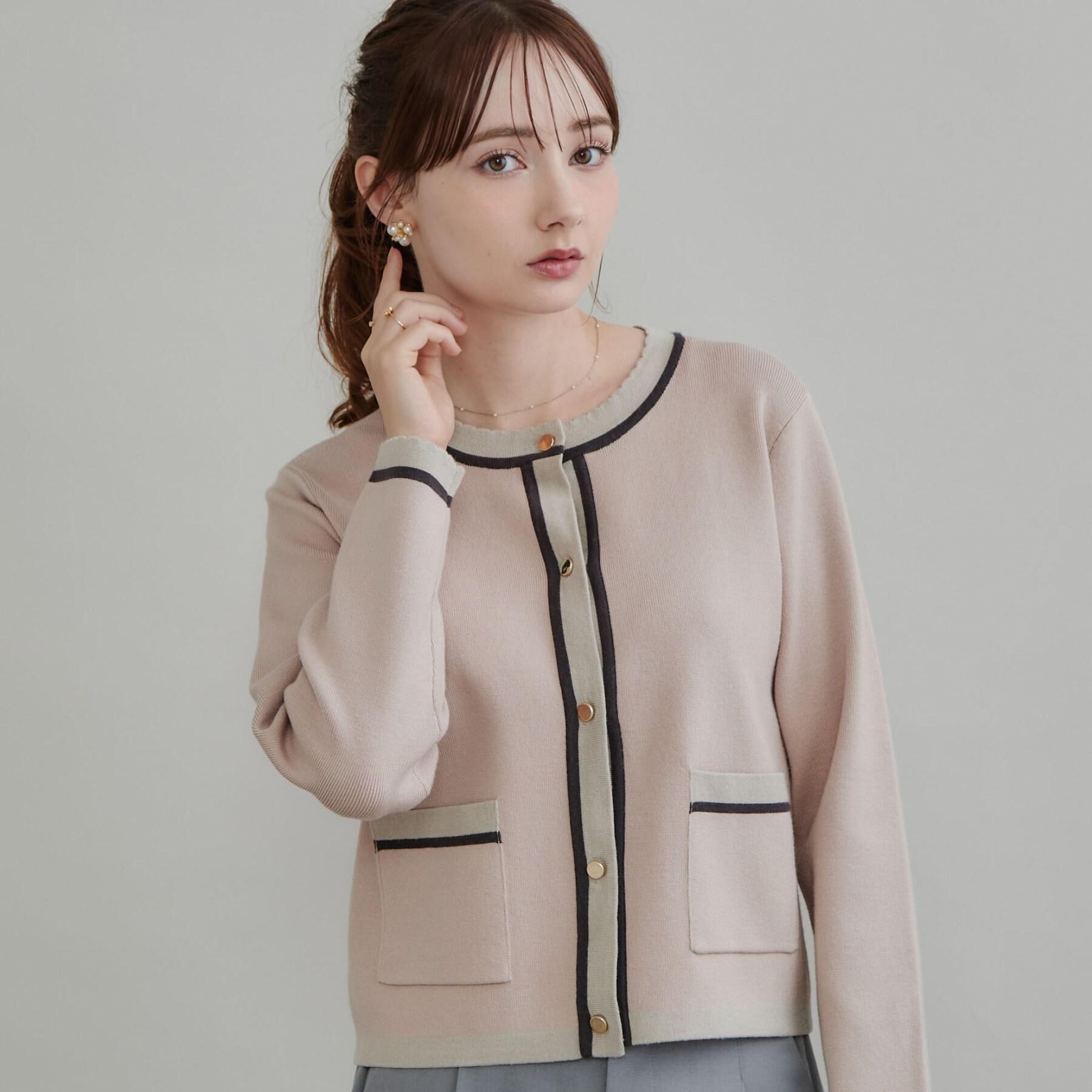 Couture broach「【一枚で主役級】配色総針スカラカーディガン」|カーディガン|