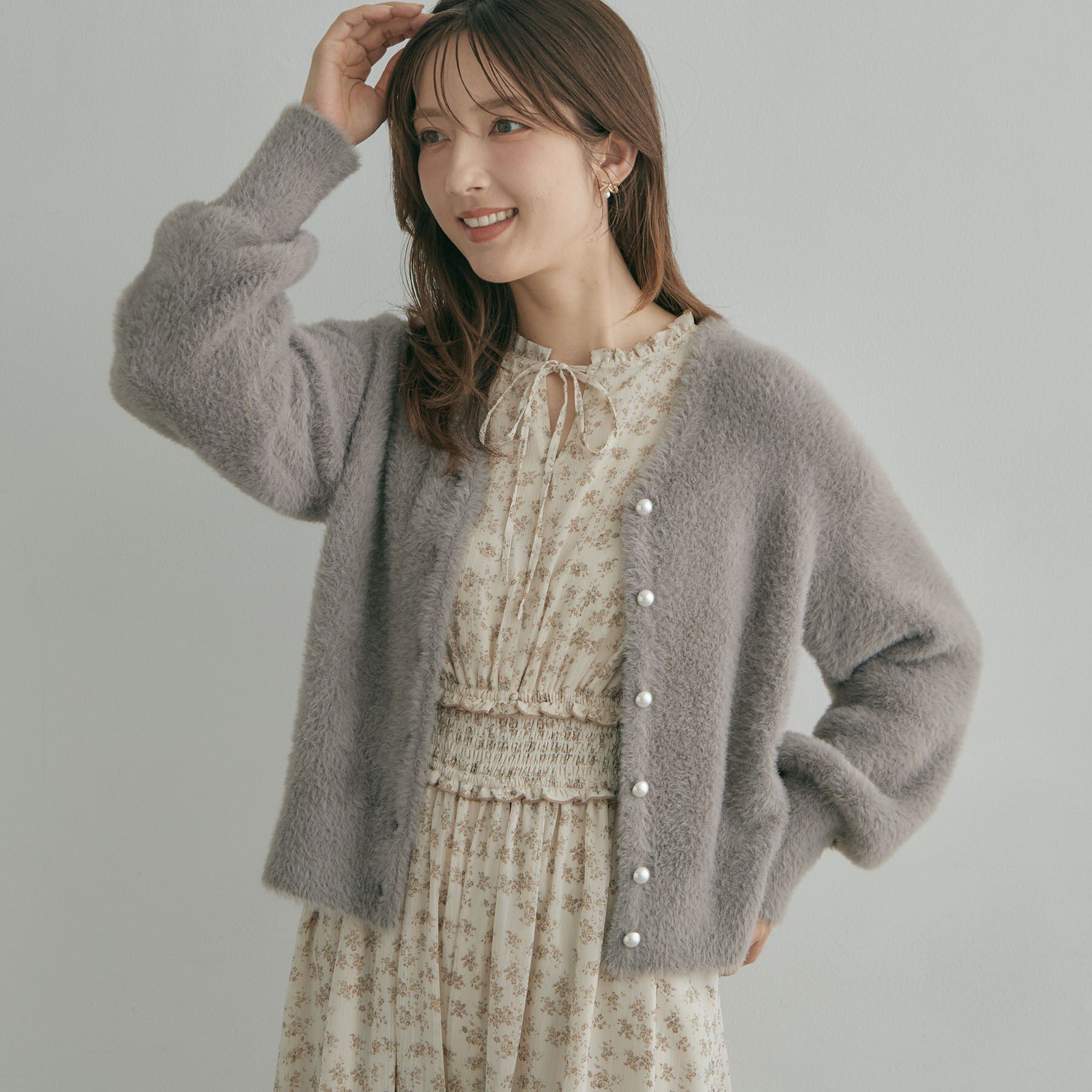 Couture broach「【ふわふわフェザー】前後2WAY ニットカーディガン」|カーディガン|