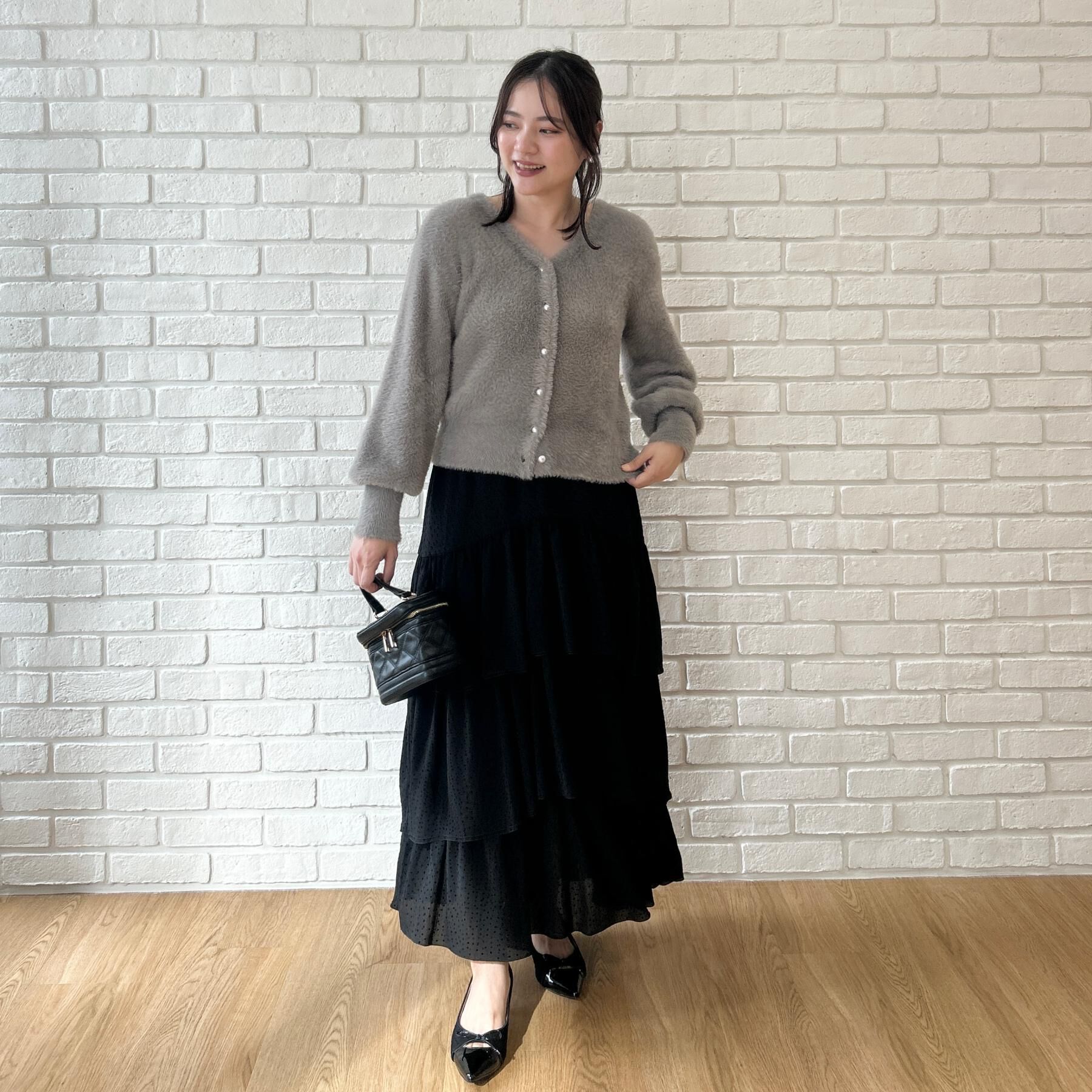 Couture broach「【ふわふわフェザー】前後2WAY ニットカーディガン」|カーディガン|