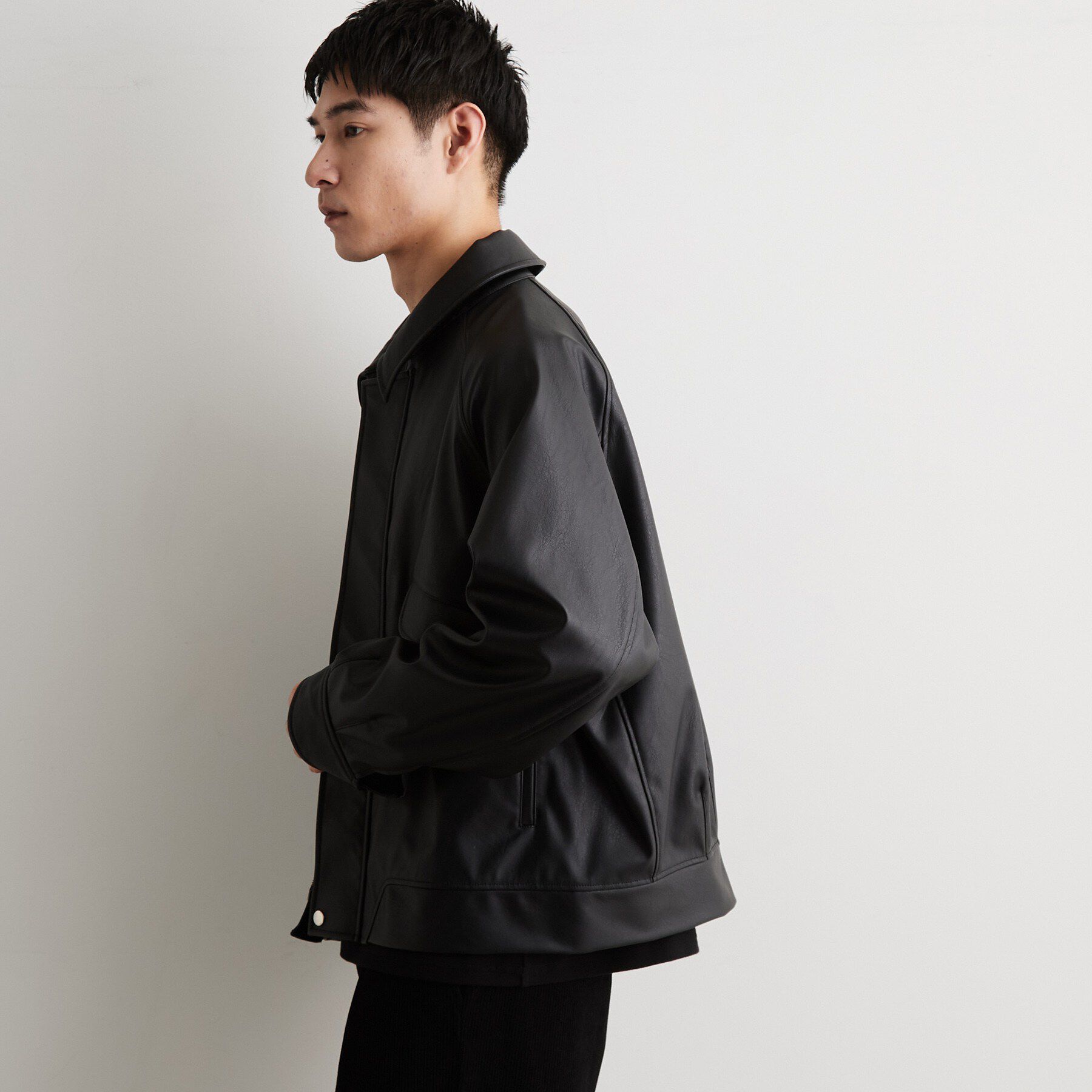 THE SHOP TK「合成皮革 ビッグシルエットブルゾン」|ブルゾン・スタジャン|